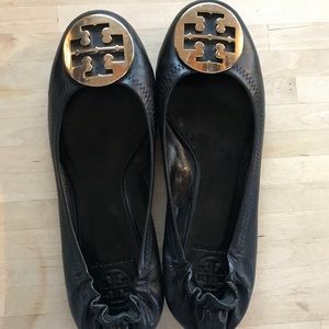 Tori Burch classic black leather flats